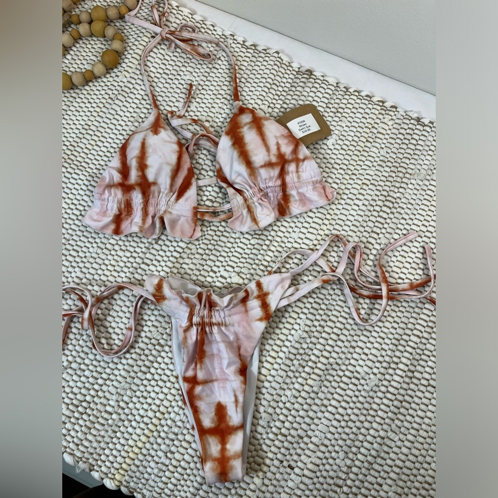 Small tie dye swim suit spaghetti strap triangle bikini